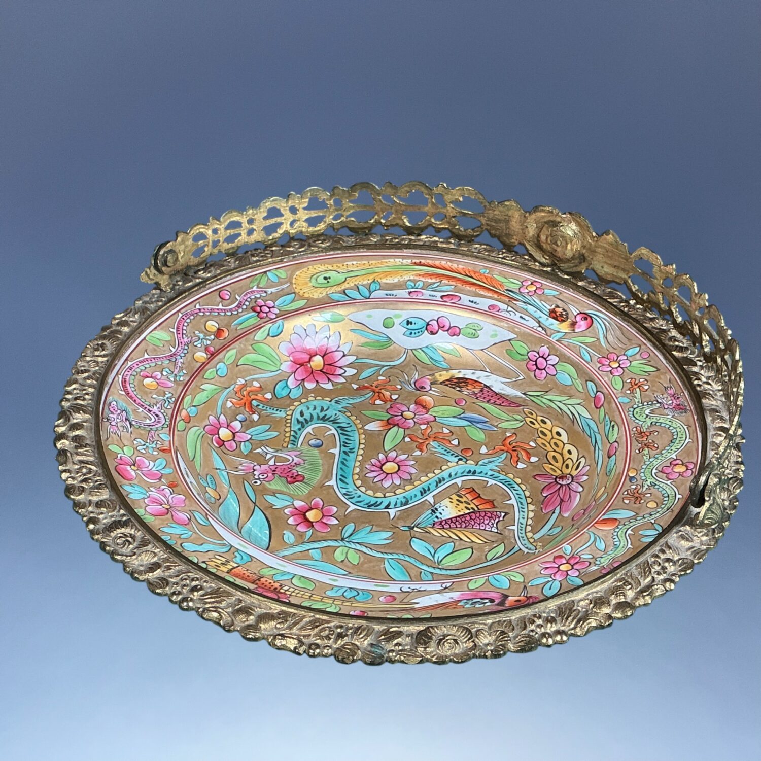 C19th English Porcelain, Ormolu Mounted Basket. - Image 9