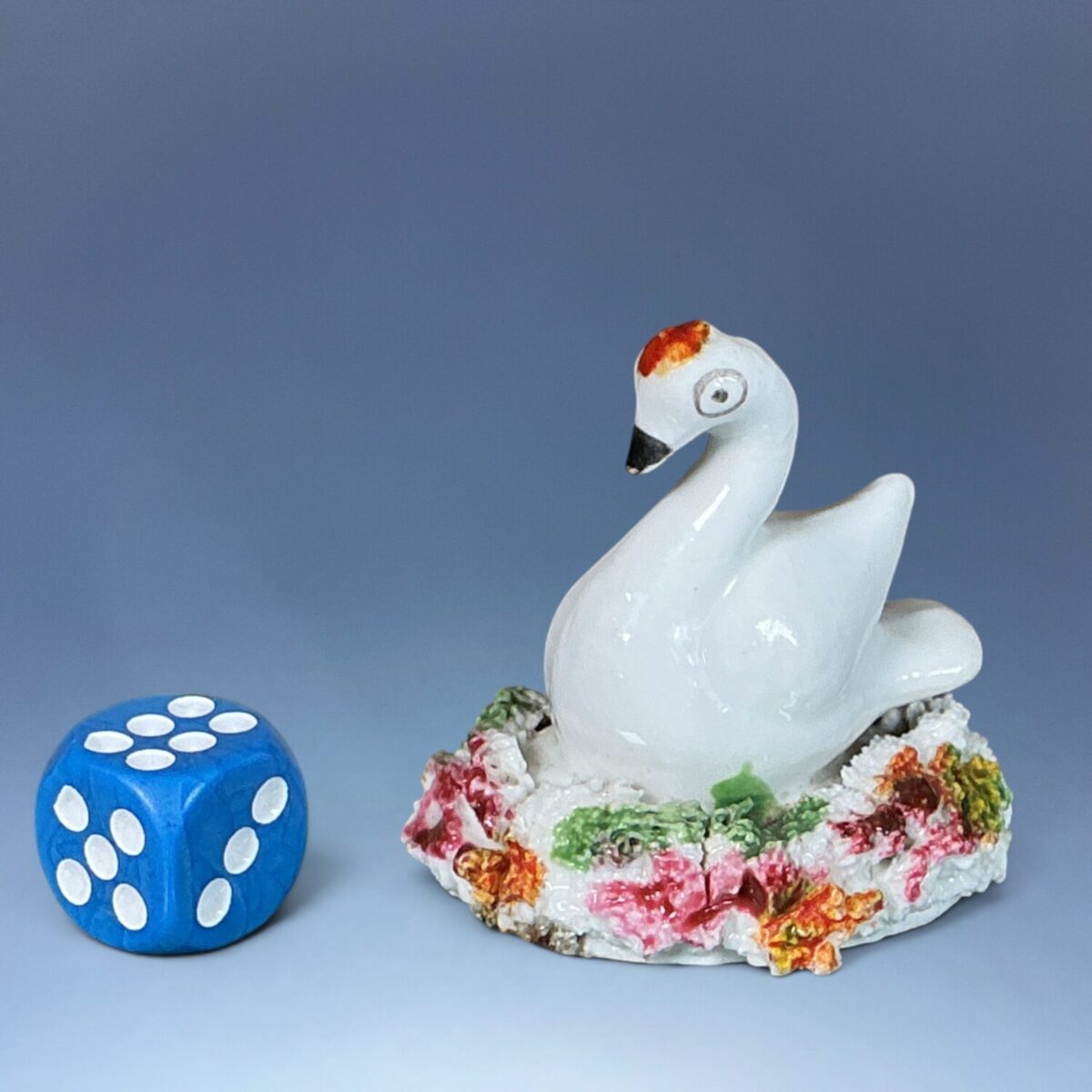 C19th Staffordshire Miniature Swan on Nest.