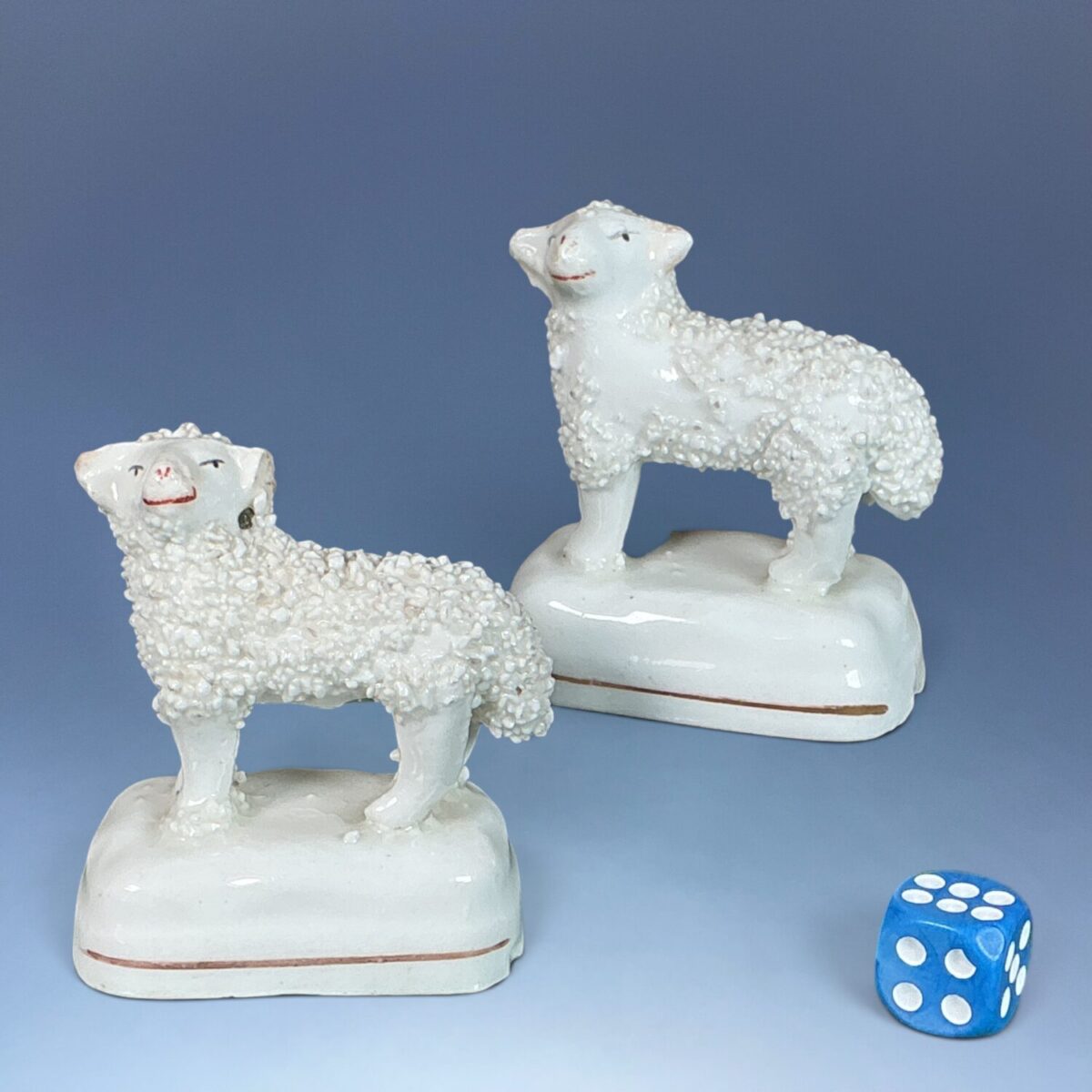 (Clearance) TWO – C19th Staffordshire Miniature Lambs