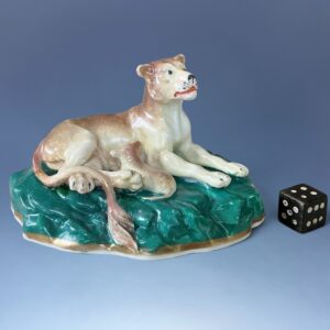 Scarce C19th Staffordshire Porcelain Lioness and Cub.