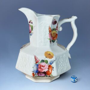 C19th Coalport Porcelain Octagonal Water Jug.