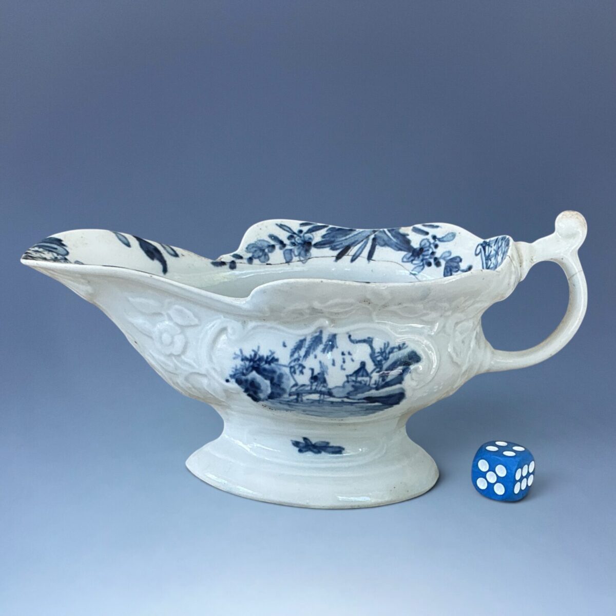 (Clearance) Early Worcester Porcelain Sauceboat.