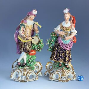 Pair of Early C19th Derby Porcelain Musicians