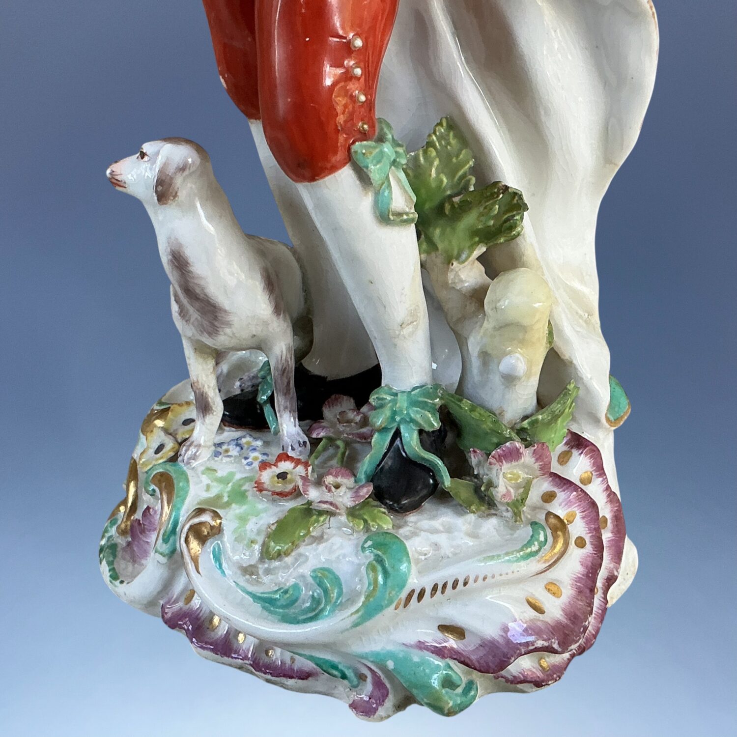 CHELSEA Gold Anchor Figure of a Young Man Holding a basket of Fruit. - Image 4