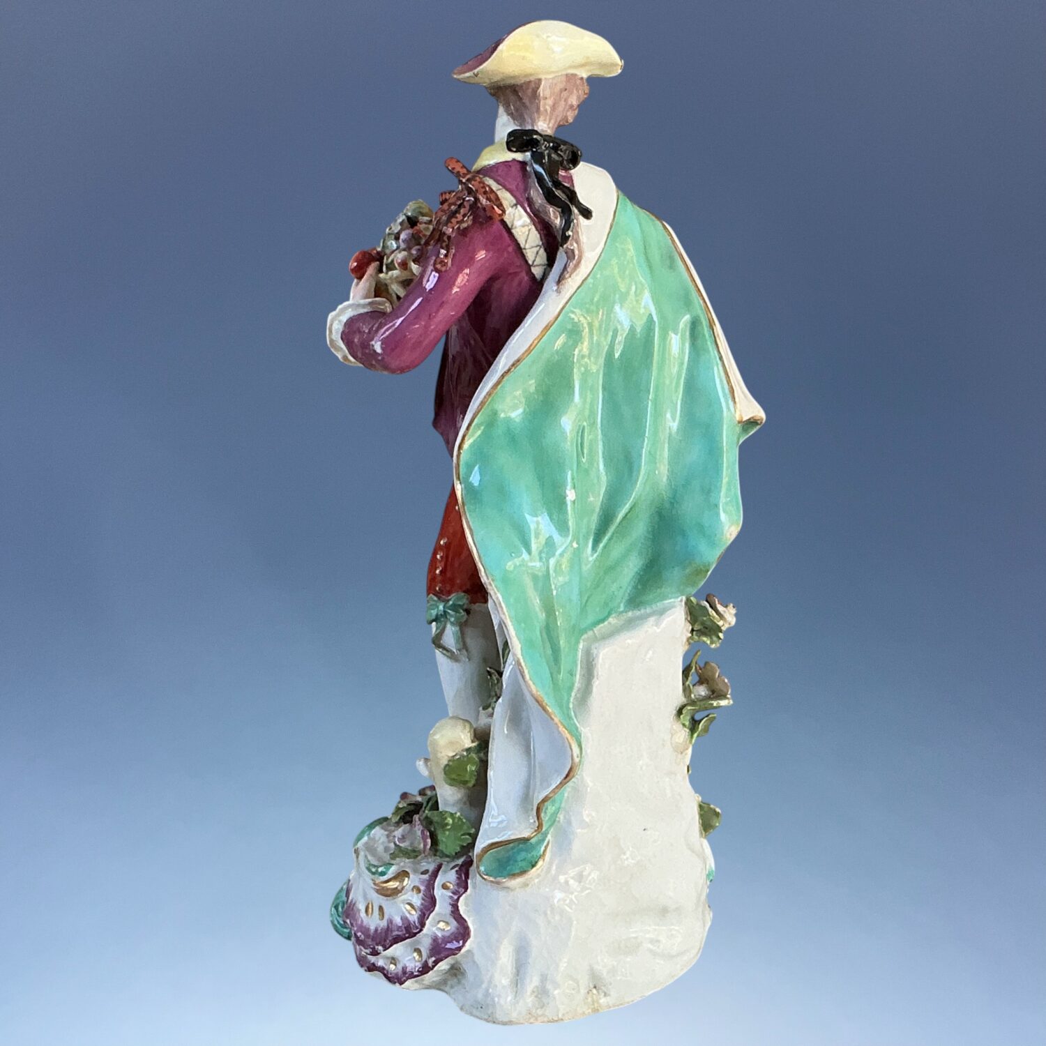 CHELSEA Gold Anchor Figure of a Young Man Holding a basket of Fruit. - Image 6