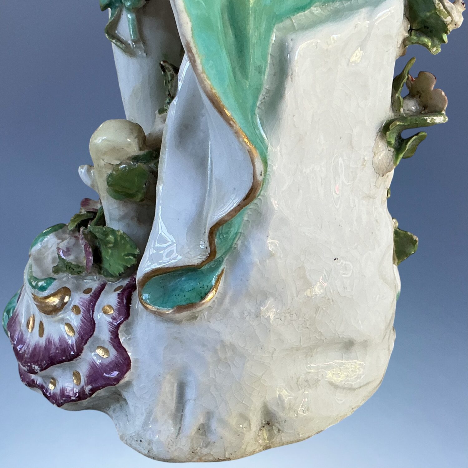 CHELSEA Gold Anchor Figure of a Young Man Holding a basket of Fruit. - Image 8
