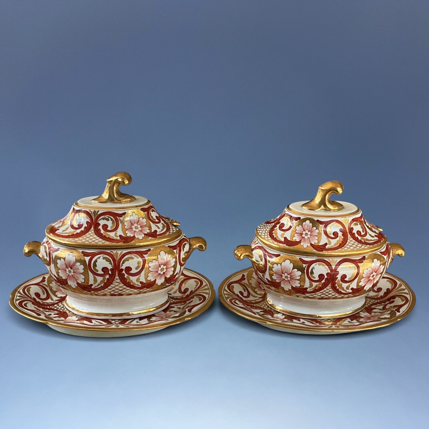 Pair of C19th Coalport Porcelain Sauce Tureens. - Image 3