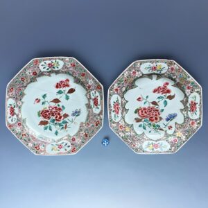 (Clearance) Pair of Qianlong Period, Famille Rose Octagonal Plates (af) (RESERVED)