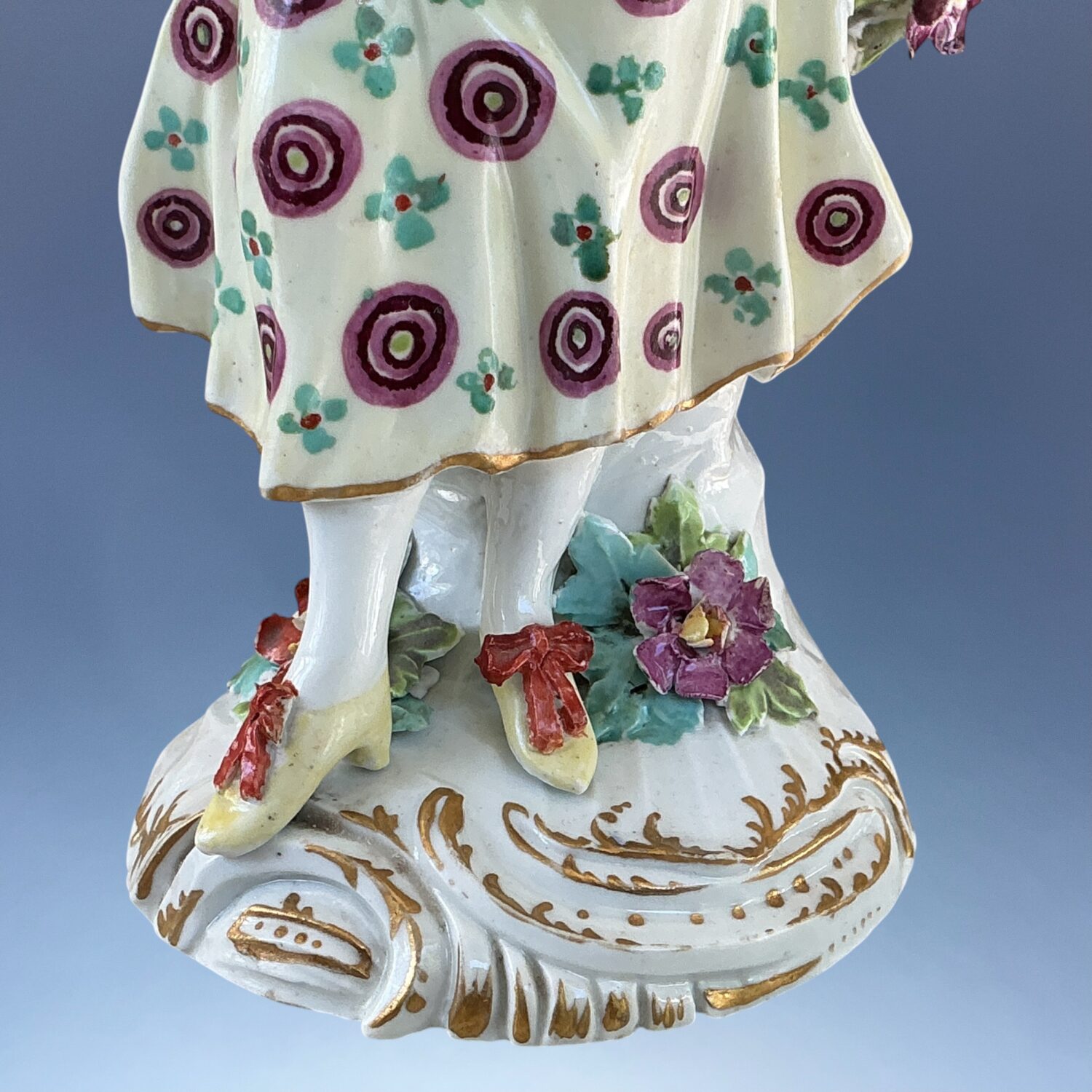 (Clearance) C18th Derby Porcelain Figure of a Girl carrying Fruit. - Image 2