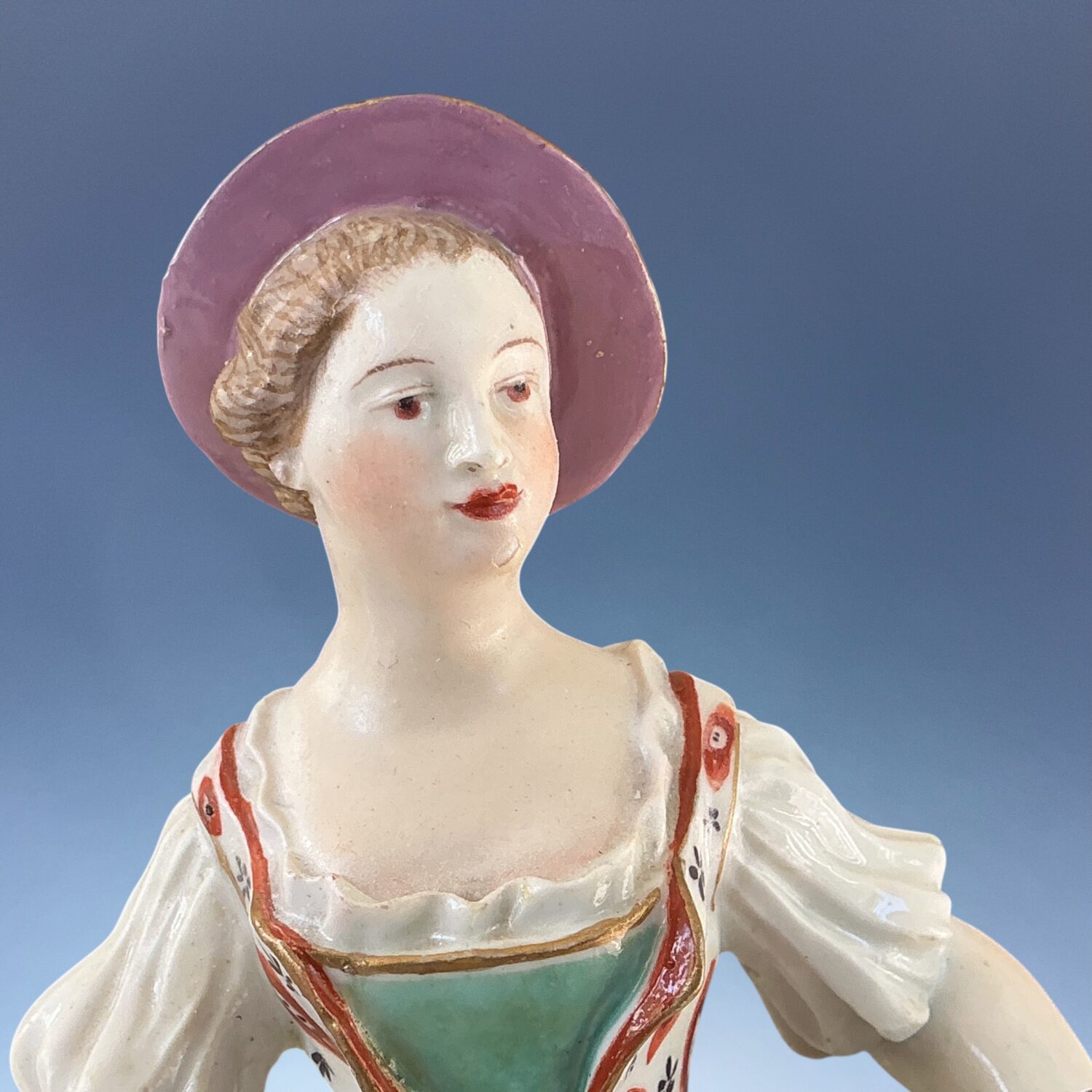 (Clearance) C18th Derby Porcelain Figure of a Girl carrying Fruit. - Image 4