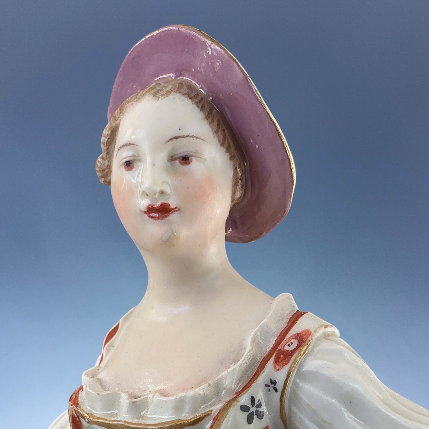 (Clearance) C18th Derby Porcelain Figure of a Girl carrying Fruit. - Image 5