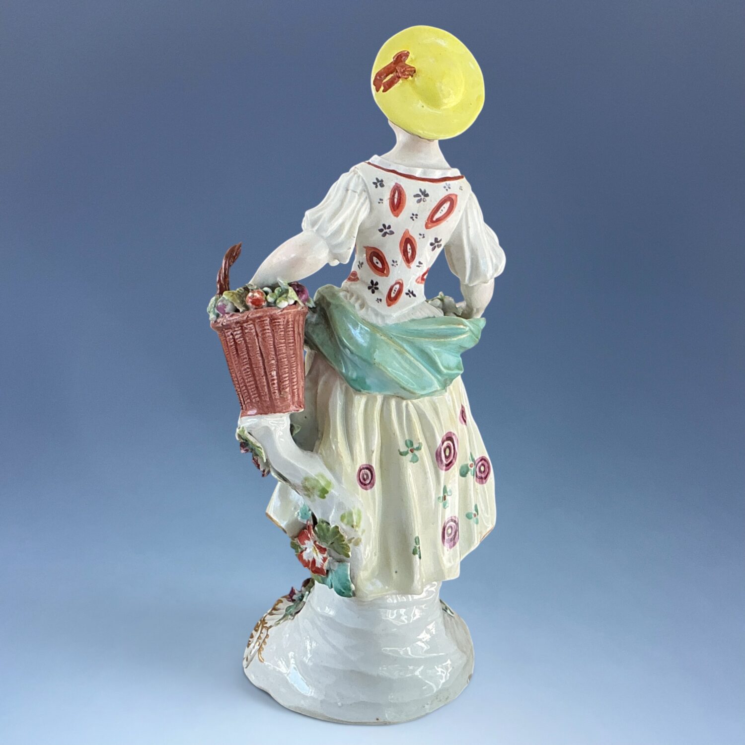 (Clearance) C18th Derby Porcelain Figure of a Girl carrying Fruit. - Image 9