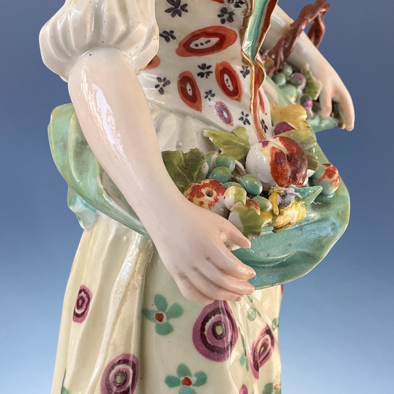 (Clearance) C18th Derby Porcelain Figure of a Girl carrying Fruit. - Image 12