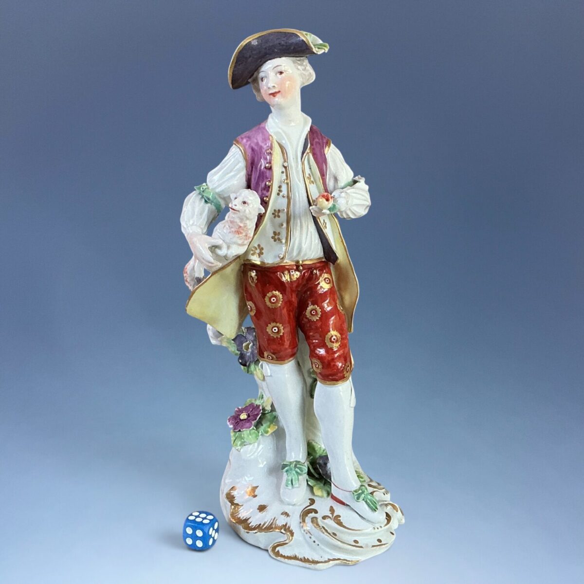 Fine C18th Derby Porcelain Figure of a Shepherd.