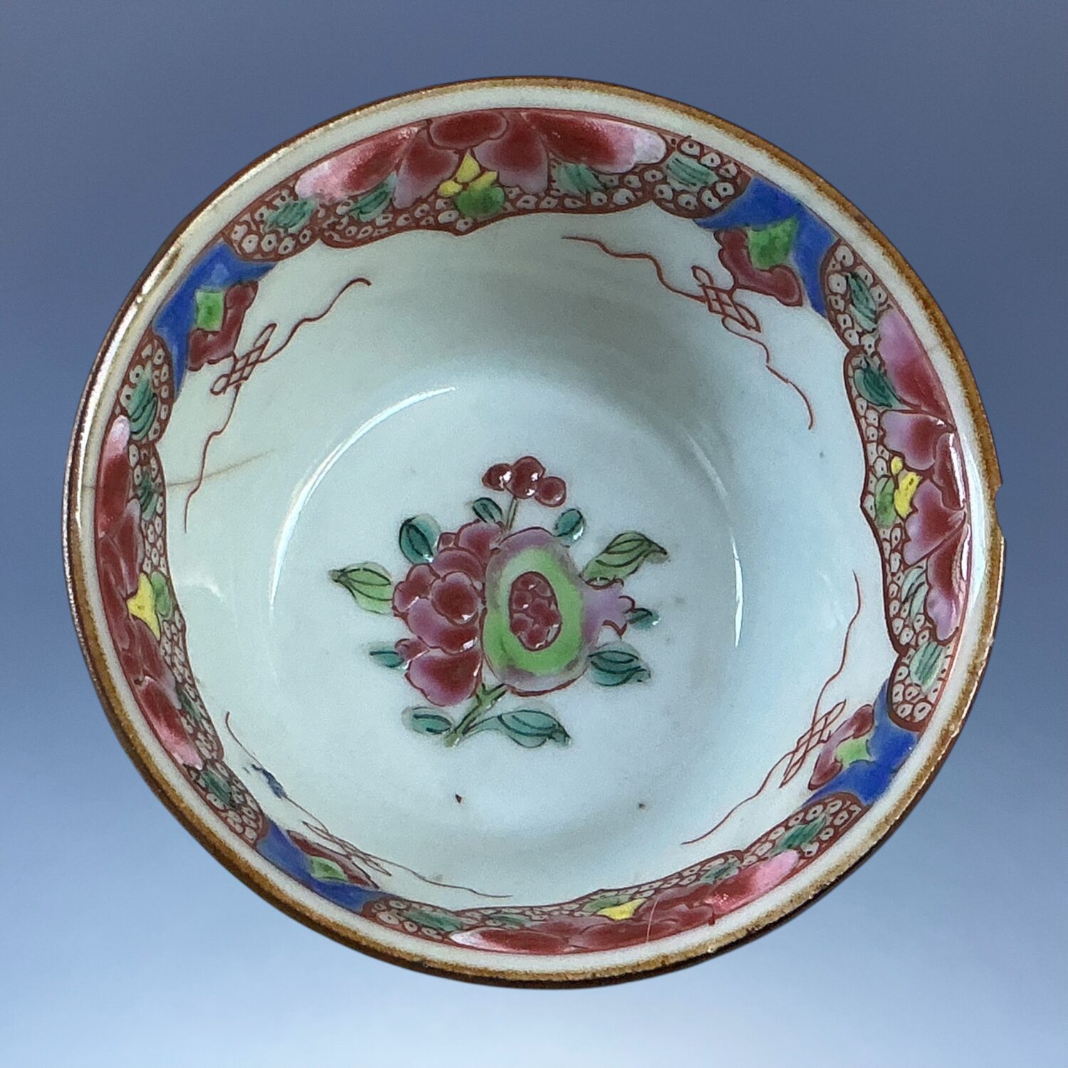 (Clearance) C18th Chinese Black Ground Famille Rose Teabowl. - Image 3