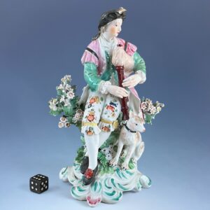 (Clearance) C18th Derby Porcelain Figure of a Shepherd Piper.