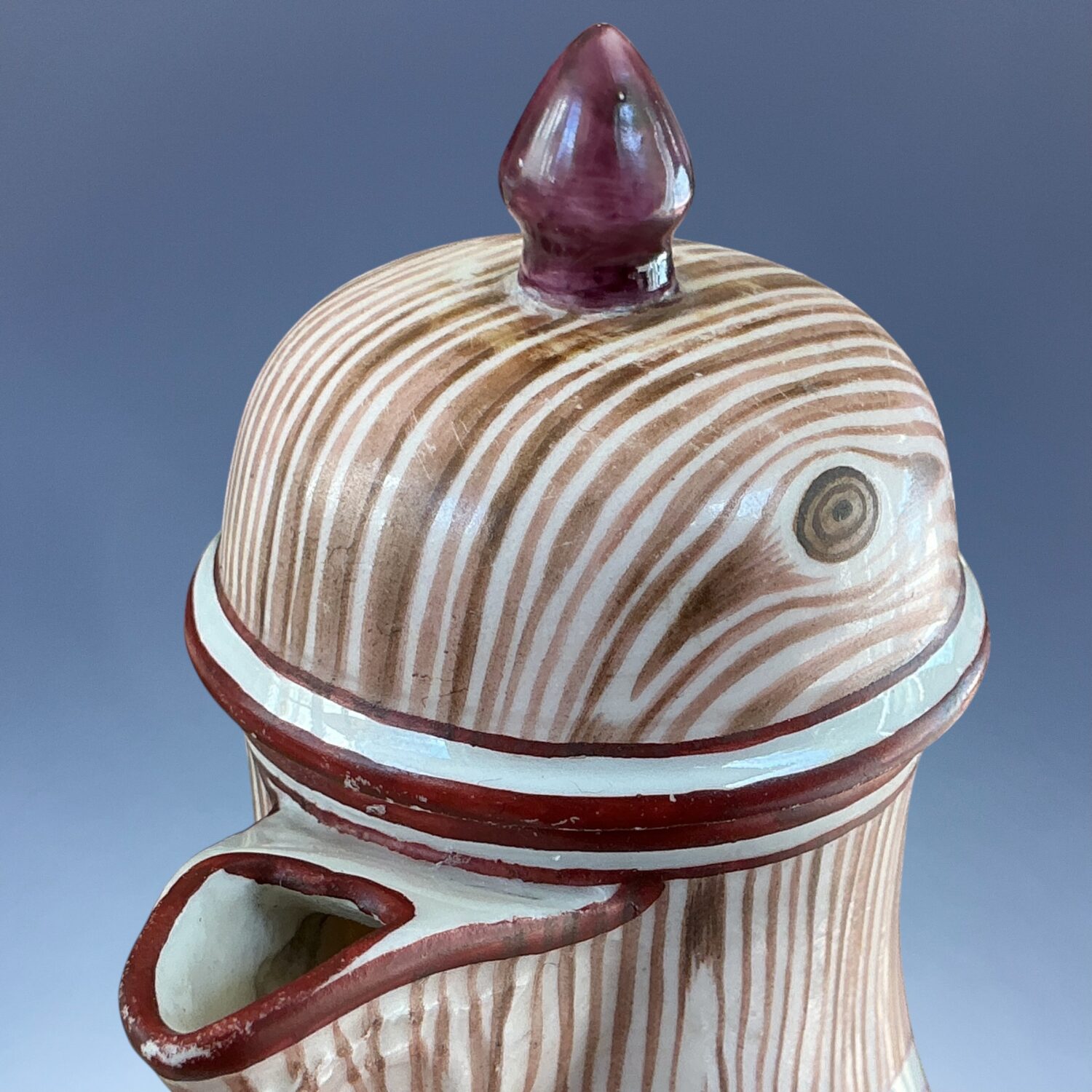 C18th Nymphenburg Porcelain ‘Faux Bois’ Hot Water Jug (af) - Image 8