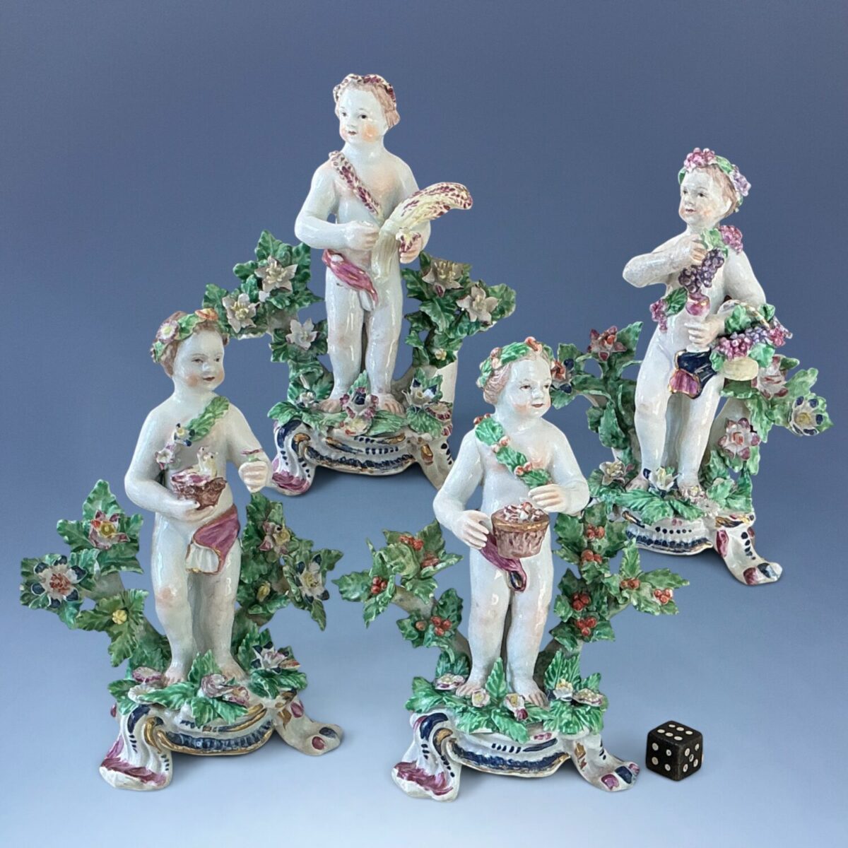 Scarce Set of Four C18th Bow Porcelain Putti ‘Seasons’