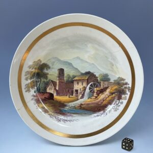 (Clearance) Early C19th English Porcelain Plate With Watermill Scene