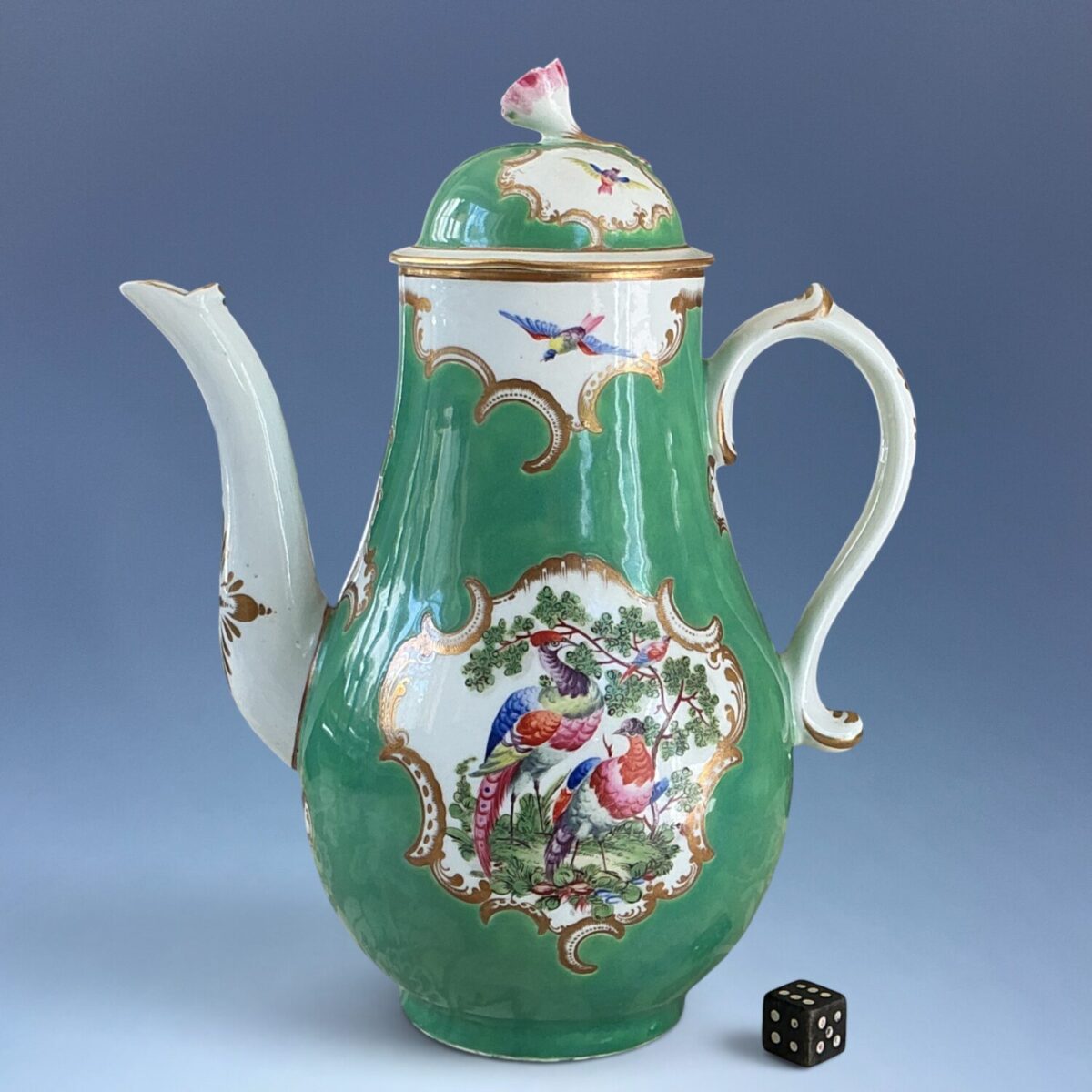 C18th Worcester Porcelain Apple Green Coffee Pot.