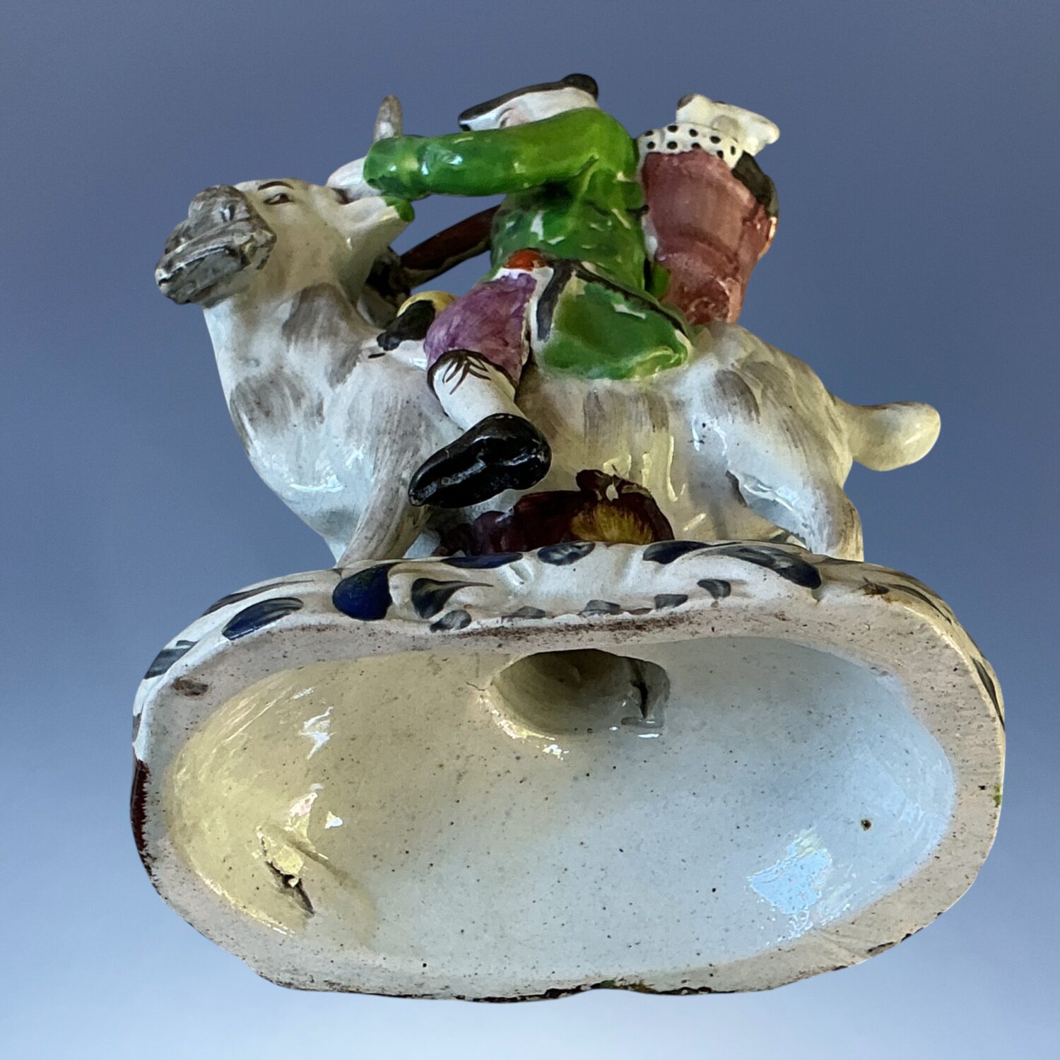 Pair of Staffordshire Pottery 'Welch Tailor & Wife Riding Goats', c1830 - Image 6