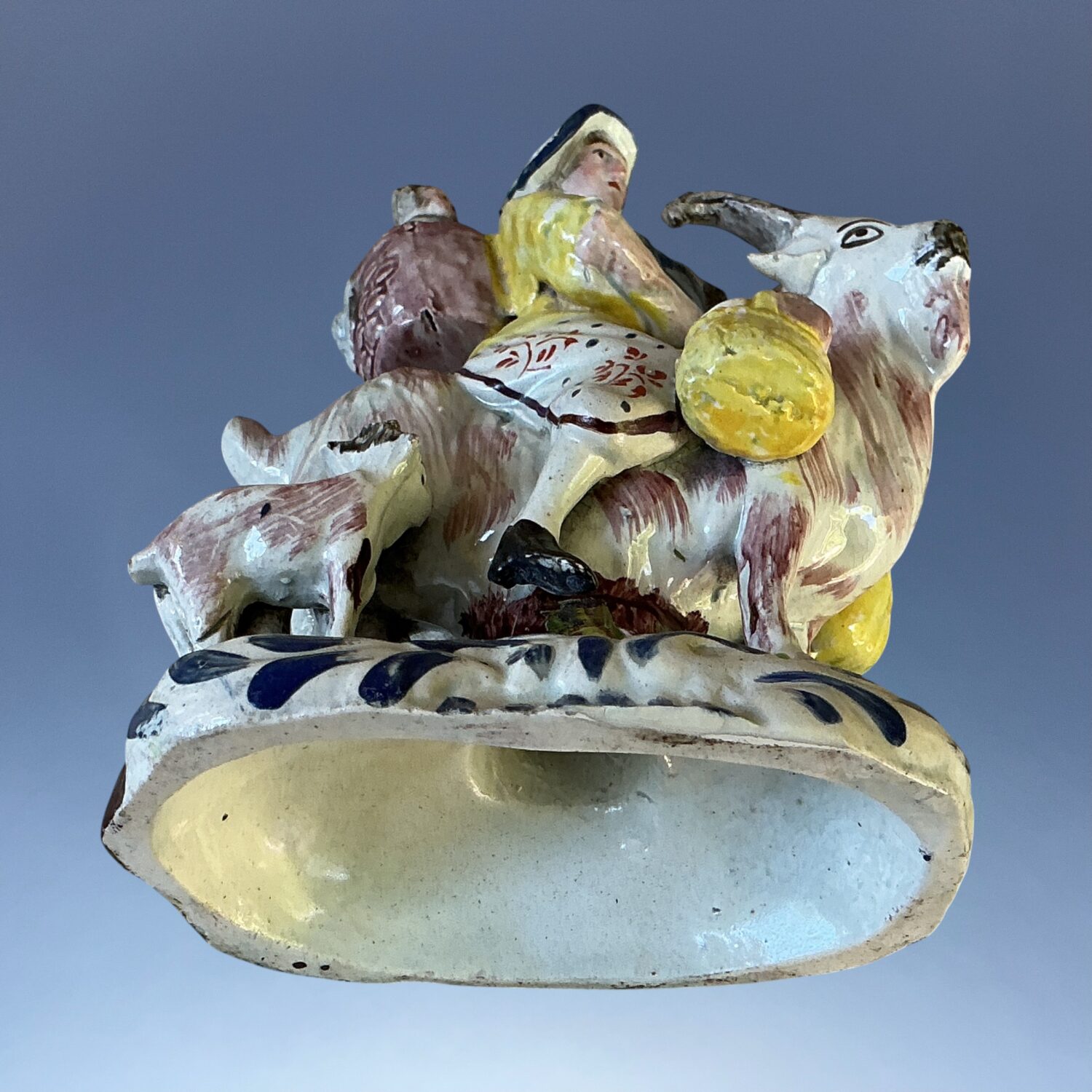 Pair of Staffordshire Pottery 'Welch Tailor & Wife Riding Goats', c1830 - Image 10