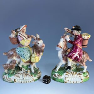 (Clearance) Pair of Late Staffordshire ‘Tailor & Wife Riding Goats’