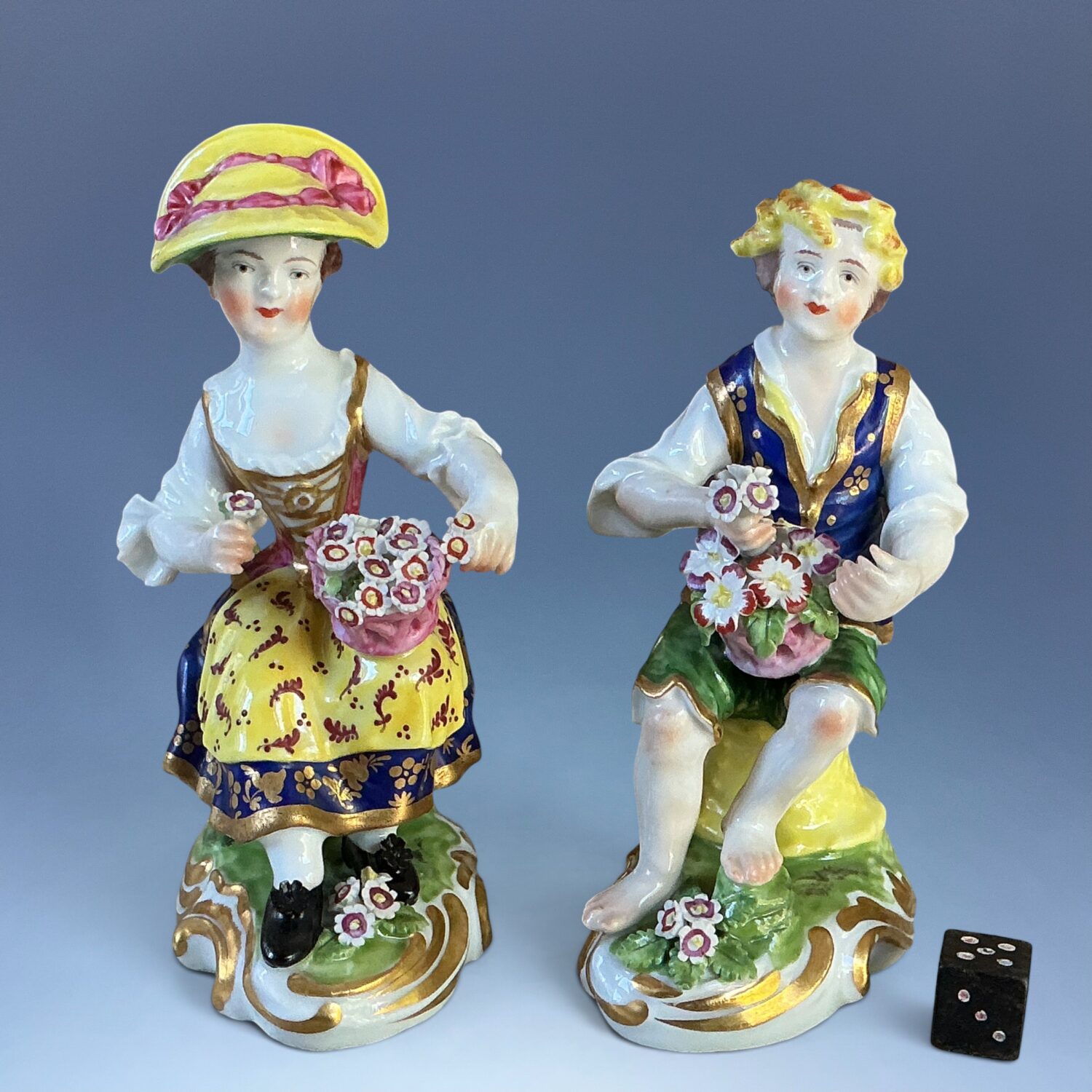 (Clearance) Pair of Derby Style Figures of Flower Sellers.