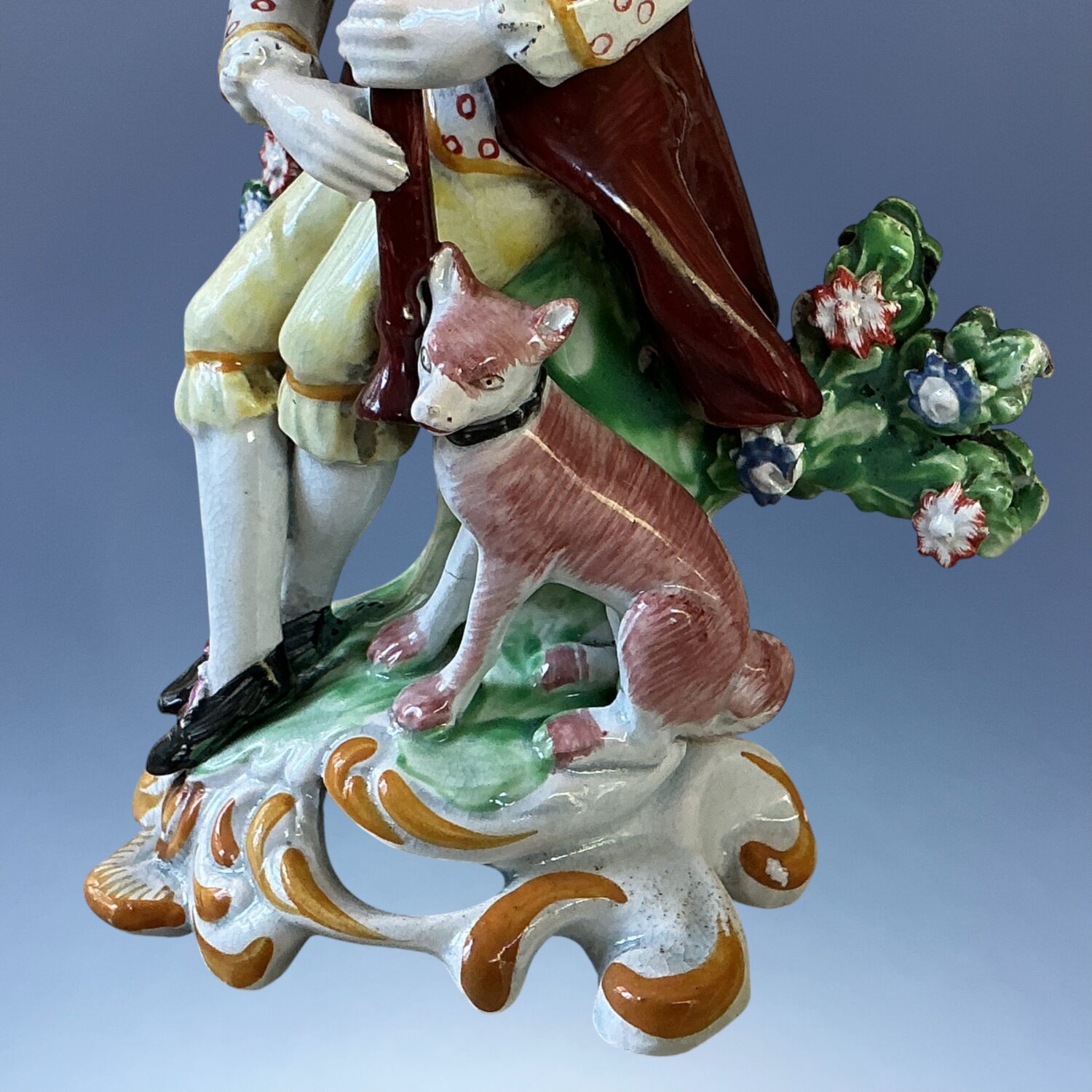 Pair of C19th Staffordshire Pearlware Musician Figures. - Image 7