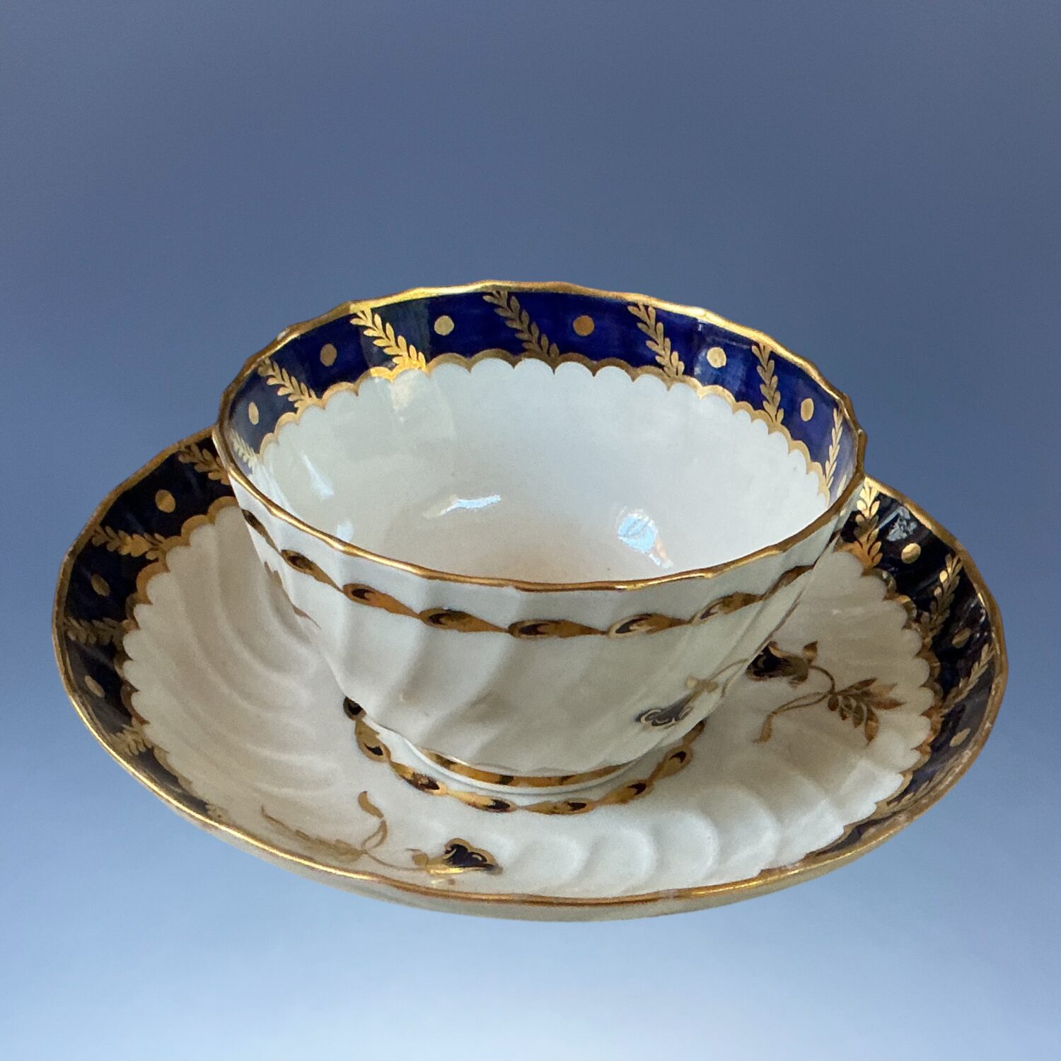 Late C18th Worcester Porcelain Teabowl & Saucer. - Image 3