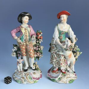 Pair of C18th Derby Figures - Garland Shepherds