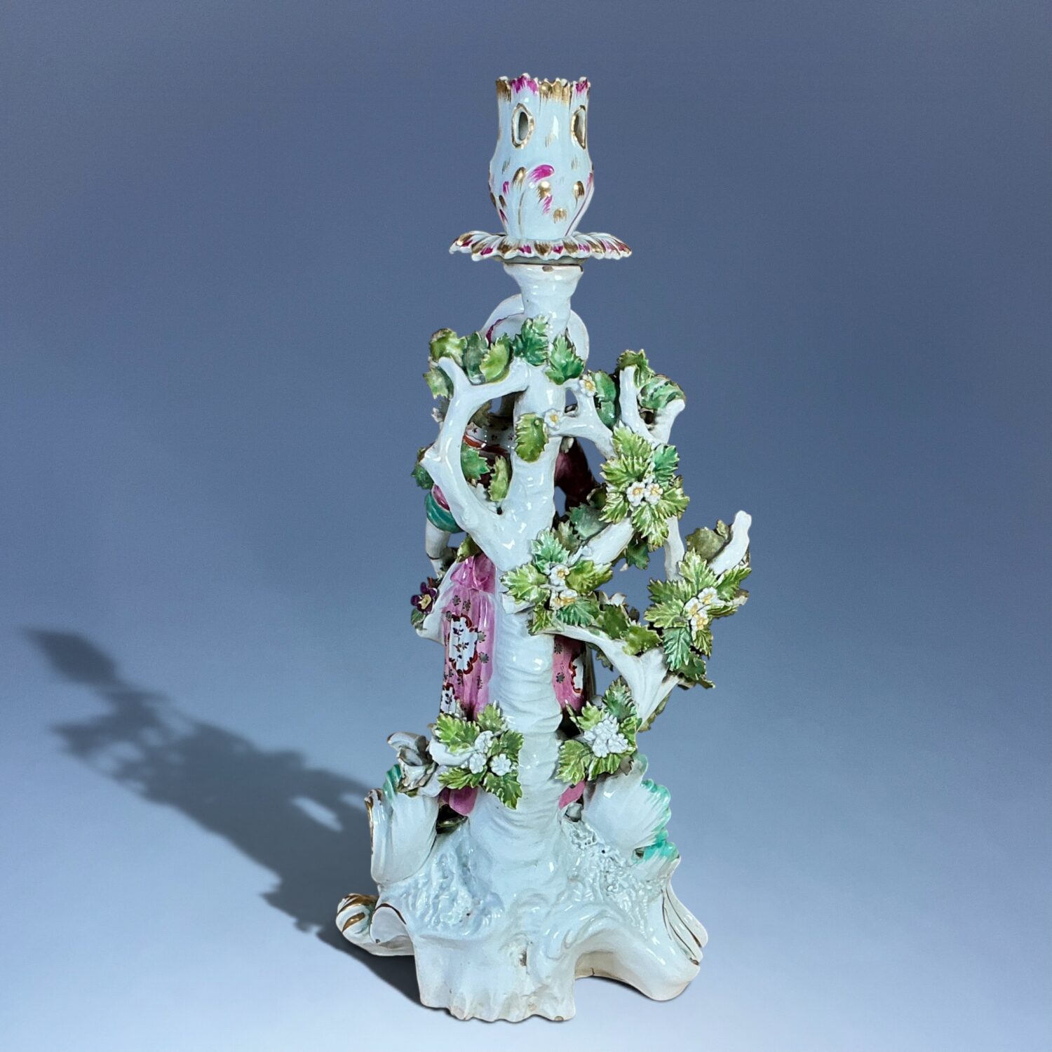 (Clearance) C18th Derby Porcelain Candlestick Figure of a Girl. - Image 3