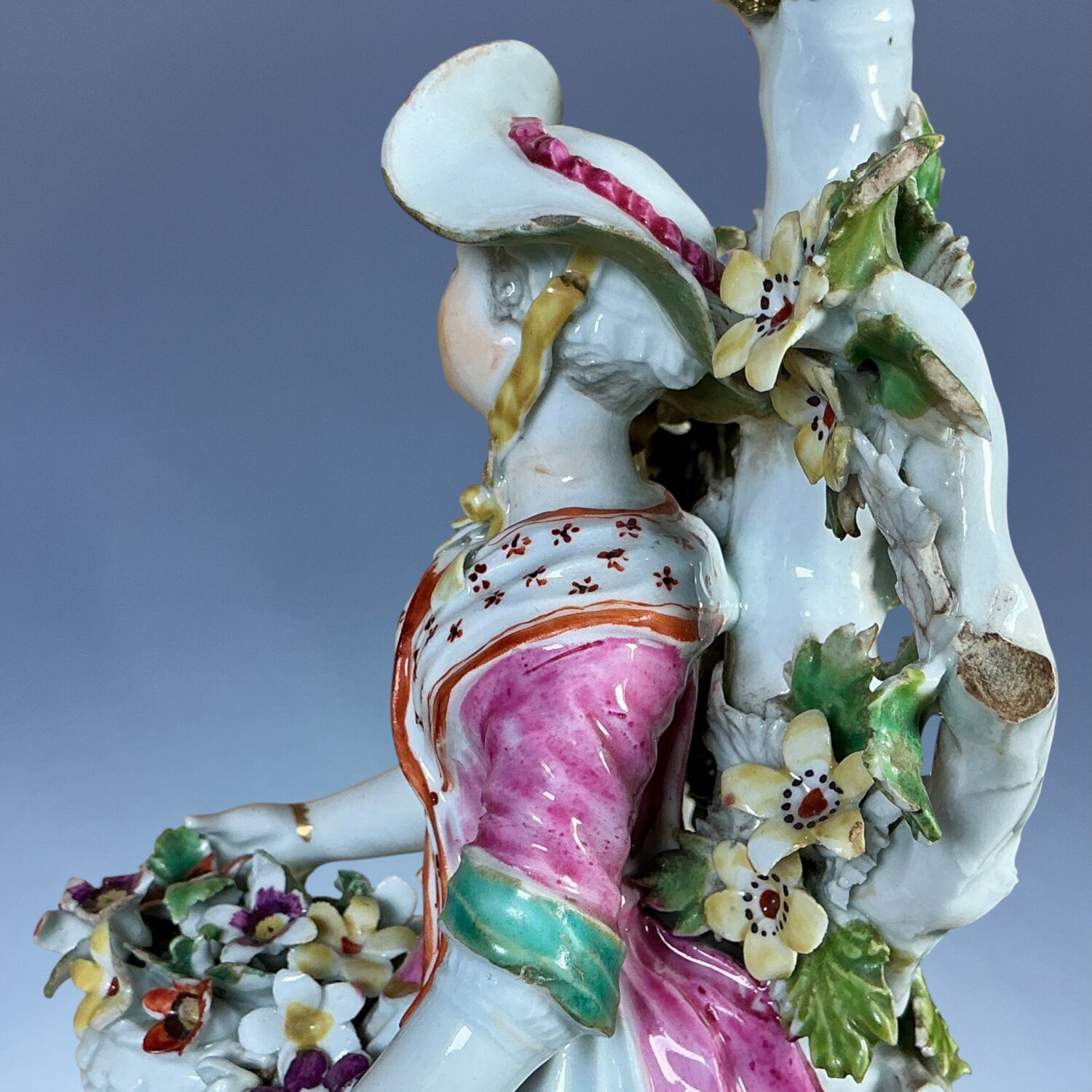 (Clearance) C18th Derby Porcelain Candlestick Figure of a Girl. - Image 6