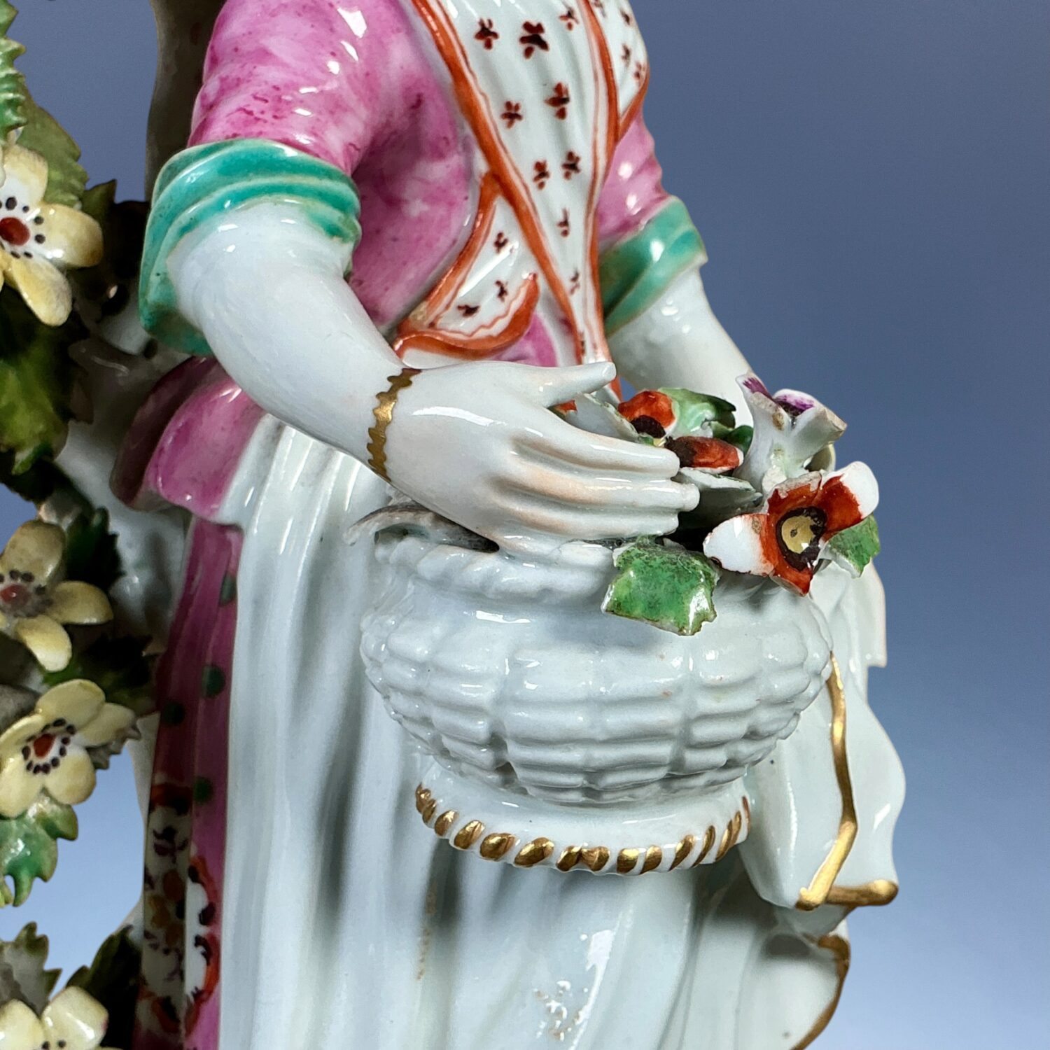 (Clearance) C18th Derby Porcelain Candlestick Figure of a Girl. - Image 8