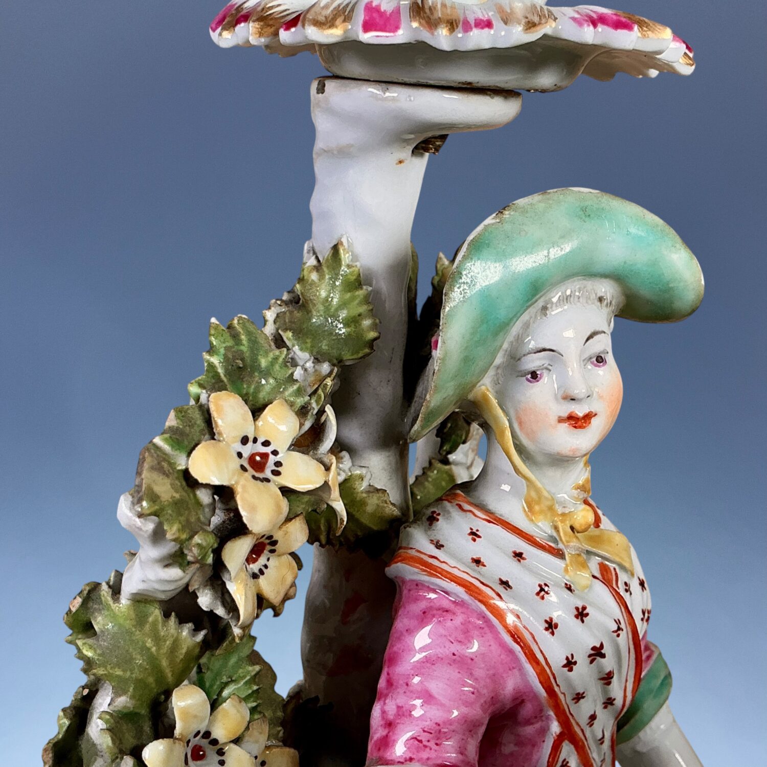 (Clearance) C18th Derby Porcelain Candlestick Figure of a Girl. - Image 9