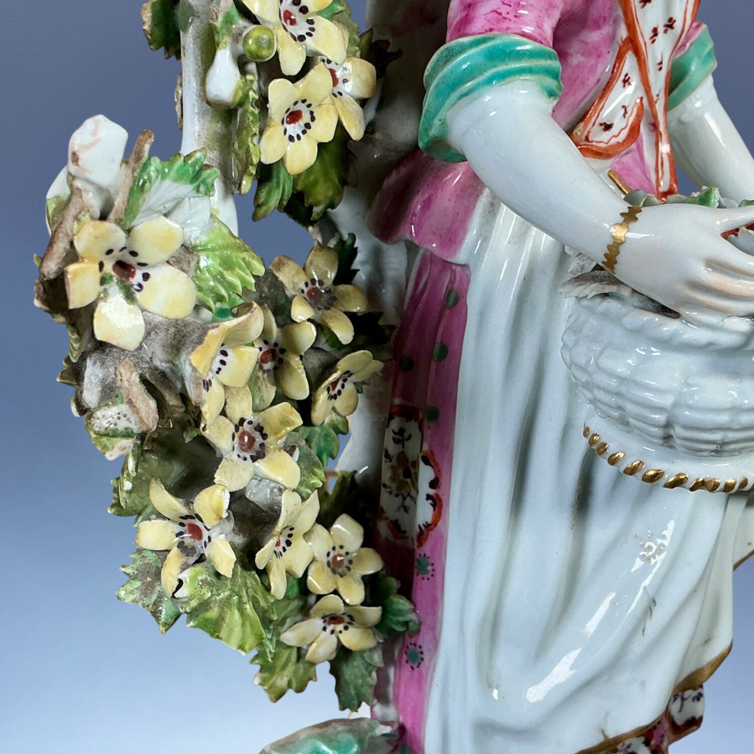 (Clearance) C18th Derby Porcelain Candlestick Figure of a Girl. - Image 10
