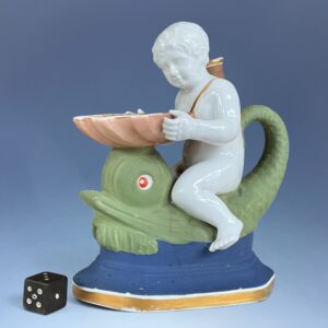 English Porcelain Cupid & Dolphin Pen Holder