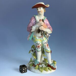 (Clearance) C18th Derby Figure of a Shepherd Bagpiper.