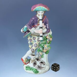 C18th Bow Porcelain Figure of a Shepherd Piper